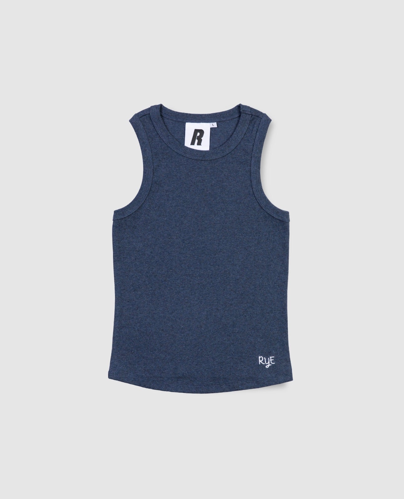 RYE NAVY RIB SLEEVELESS T-SHIRT WITH ROUND NECK